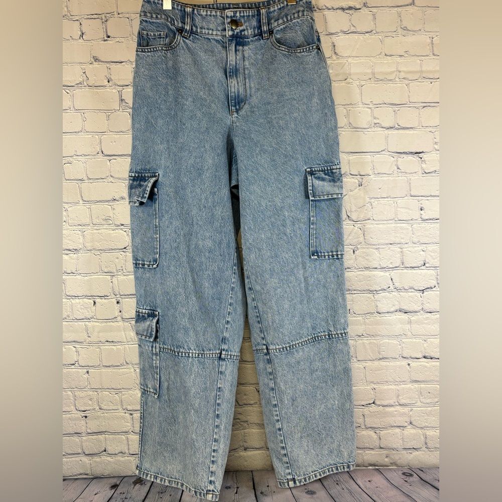 TANYA TAYLOR Remy Luxury High Rise Straight Urban Street Utility Cargo Jeans 4